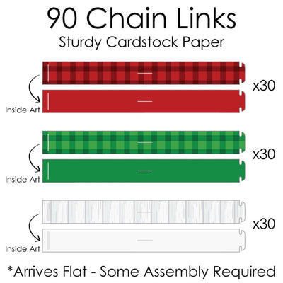 Merry Little Christmas Tree - 90 Chain Links and 30 Paper Tassels Decoration Kit - Red Truck and Car Christmas Party Paper Chains Garland - 21 feet