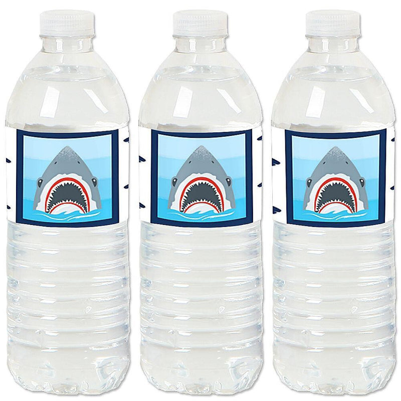 Shark Zone - Jawsome Shark Party or Birthday Party Water Bottle Sticker Labels - Set of 20