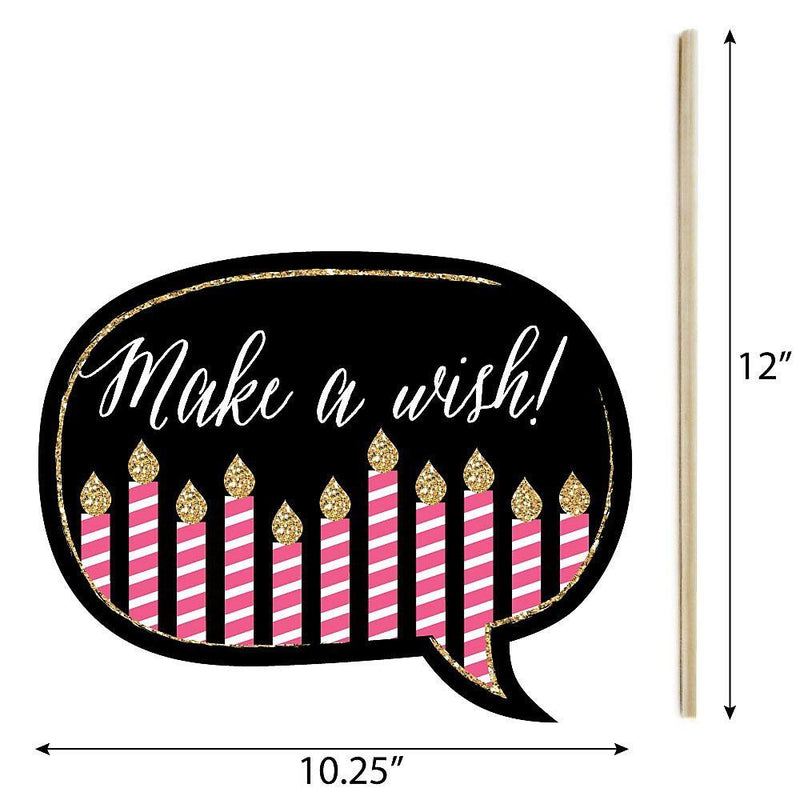 Funny Chic 13th Birthday - Pink, Black and Gold - 10 Piece Photo 13th Birthday Party Booth Props Kit