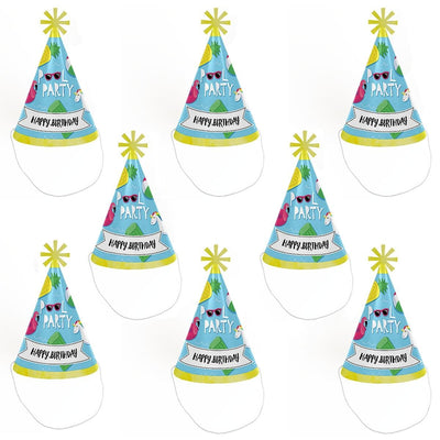 Make a Splash - Pool Party - Cone Happy Birthday Party Hats for Kids and Adults - Set of 8 (Standard Size)