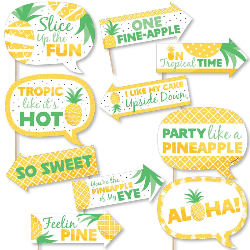 Funny Tropical Pineapple - 10 Piece Summer Party Photo Booth Props Kit