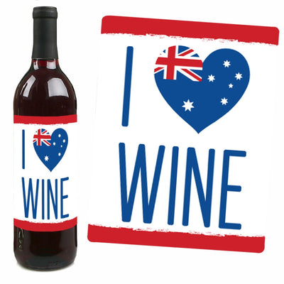 Australia Day - G'Day Mate Aussie Party Decorations for Women and Men - Wine Bottle Label Stickers - Set of 4