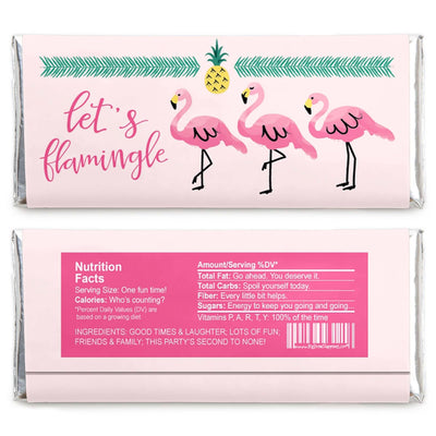 Pink Flamingo - Party Like a Pineapple - Candy Bar Wrappers Party Favors - Set of 24