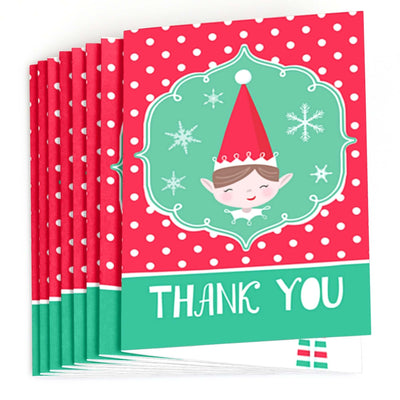 Elf Squad - Kids Elf Christmas and Birthday Party Thank You Cards - 8 ct