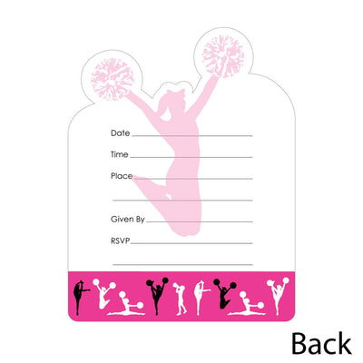 We've Got Spirit - Cheerleading - Shaped Fill-In Invitations - Birthday Party or Cheerleader Party Invitation Cards with Envelopes - Set of 12