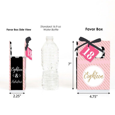 Chic 18th Birthday - Pink, Black and Gold - Party Favor Boxes - Set of 12