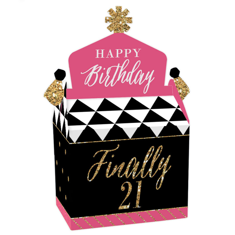 Finally 21 Girl - Treat Box Party Favors - 21st Birthday Party Goodie Gable Boxes - Set of 12