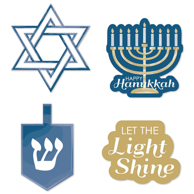 Happy Hanukkah - DIY Shaped Chanukah Paper Cut-Outs - 24 Ct.