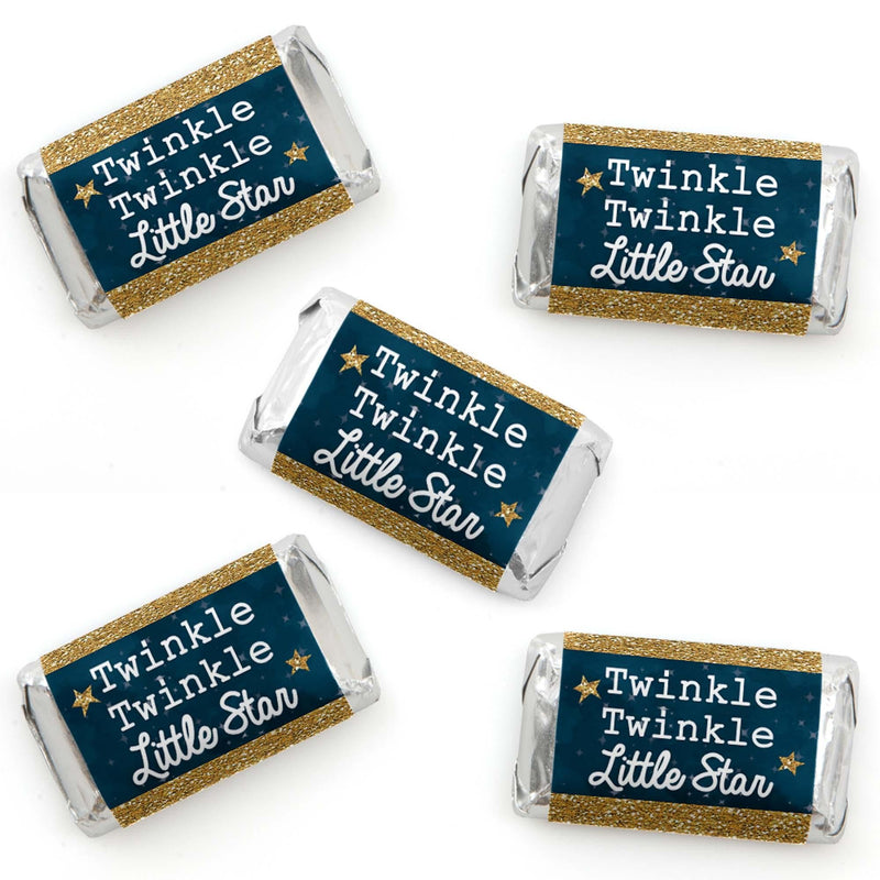 Twinkle Twinkle Little Star - Mini Candy Bar Wrapper Stickers - Baby Shower or Birthday Party Small Favors - 40 Count