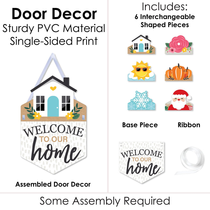 Holiday Welcome to Our Home - Hanging Seasonal Sign - Interchangeable Door Decor