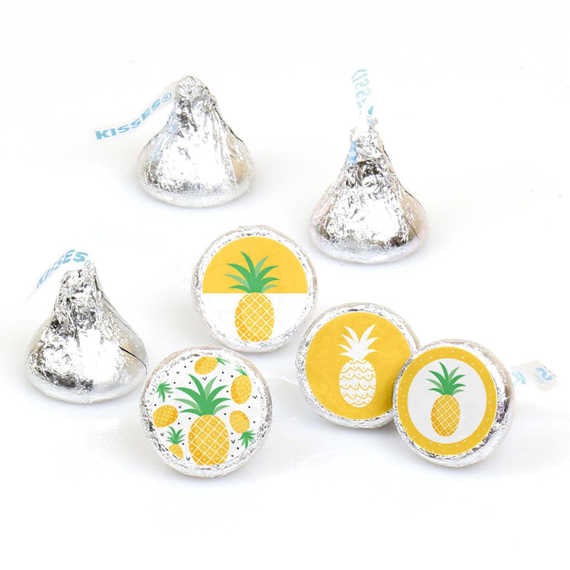 Tropical Pineapple - Summer Party Round Candy Sticker Favors - Labels Fit Hershey&