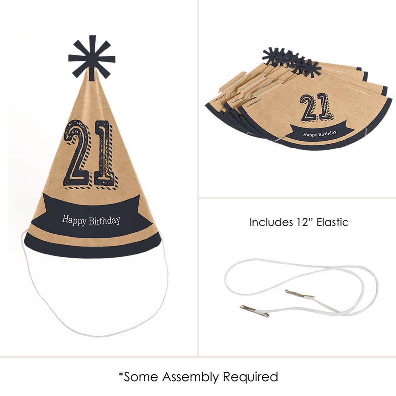 Finally 21 - 21st Birthday - Cone Happy Birthday Party Hats for Adults - Set of 8 (Standard Size)