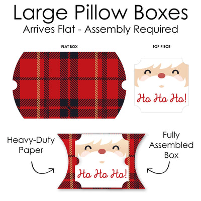 Jolly Santa Claus - Favor Gift Boxes - Christmas Party Large Pillow Boxes - Set of 12