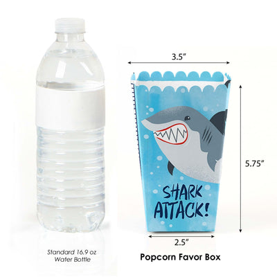 Shark Zone - Jawsome Shark Party or Birthday Party Favor Popcorn Treat Boxes - Set of 12