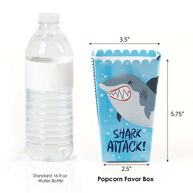 Shark Zone - Jawsome Shark Party or Birthday Party Favor Popcorn Treat Boxes - Set of 12