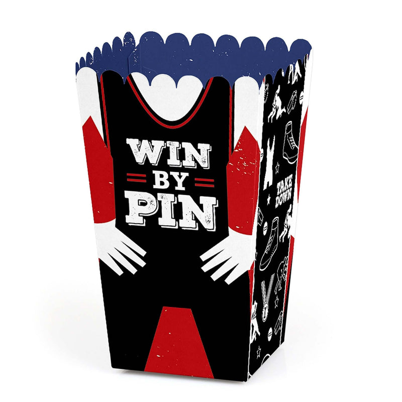 Own the Mat - Wrestling - Birthday Party or Wrestler Party Favor Popcorn Treat Boxes - Set of 12