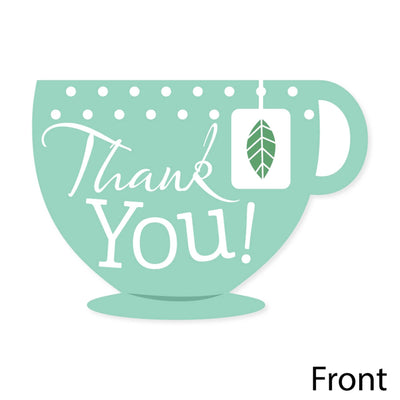 Floral Let's Par-Tea - Shaped Thank You Cards - Garden Tea Party Thank You Note Cards with Envelopes - Set of 12