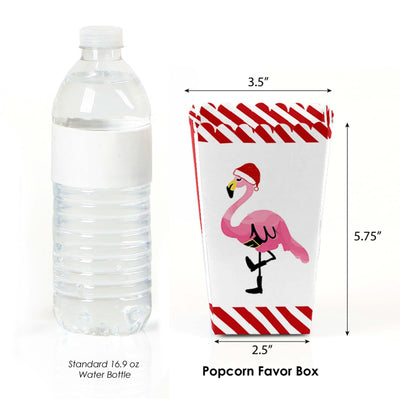 Flamingle Bells - Tropical Flamingo Christmas Party Favor Popcorn Treat Boxes - Set of 12