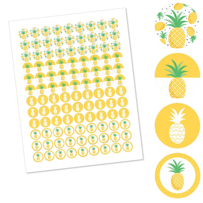 Tropical Pineapple - Summer Party Round Candy Sticker Favors - Labels Fit Hershey's Kisses - 108 ct