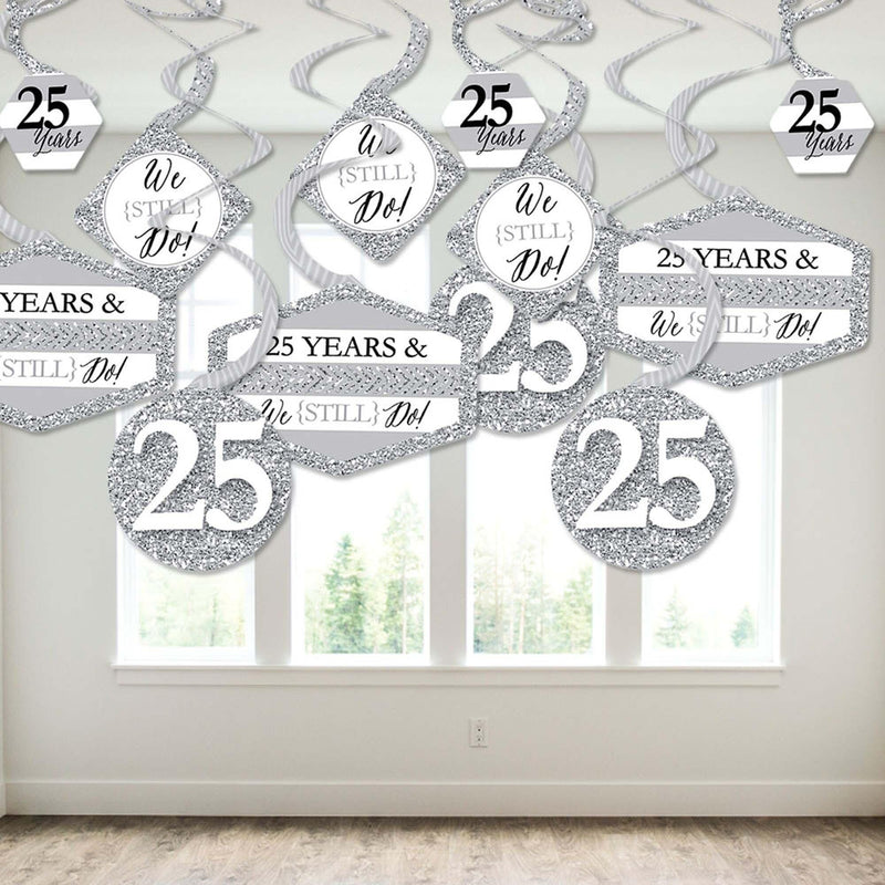 We Still Do - 25th Wedding Anniversary - Anniversary Party Hanging Decor - Party Decoration Swirls - Set of 40