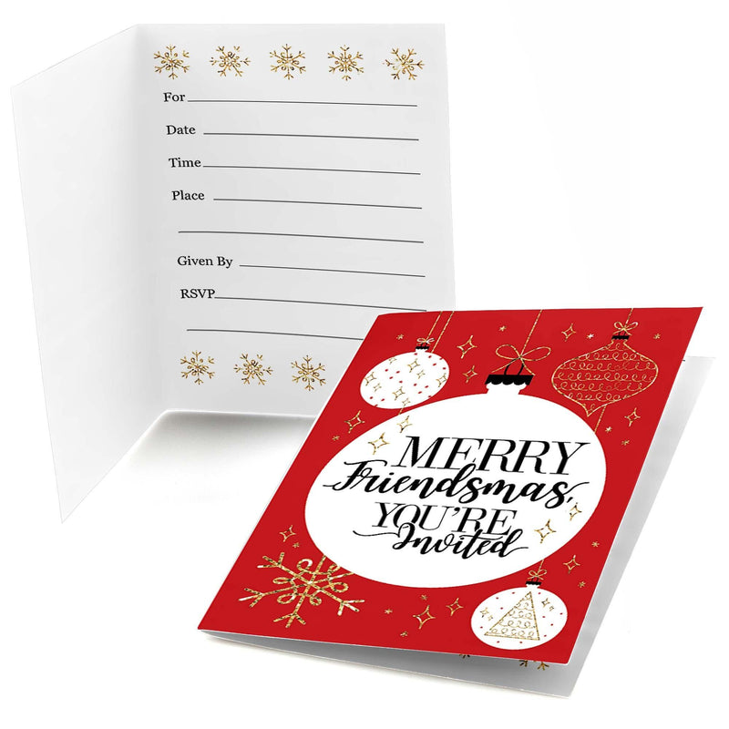 Red and Gold Friendsmas - Fill In Friends Christmas Invitations