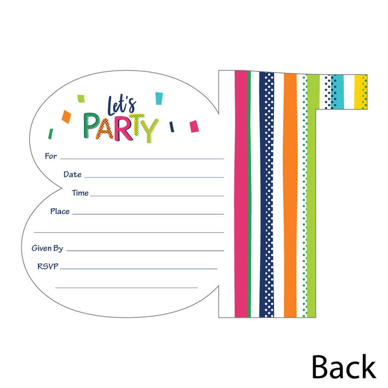 13th Birthday - Cheerful Happy Birthday - Shaped Fill-In Invitations - Colorful Thirteenth Birthday Party Invitation Cards with Envelopes - Set of 12