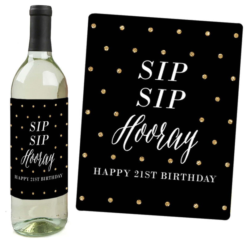 Finally 21 - Girl - Decorations for Women - Wine Bottle Labels Birthday Gift - Set of 4