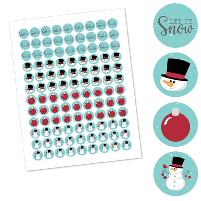 Let It Snow - Snowman - Round Candy Labels Holiday & Christmas Party Favors - Fits Hershey Kisses - 108 ct