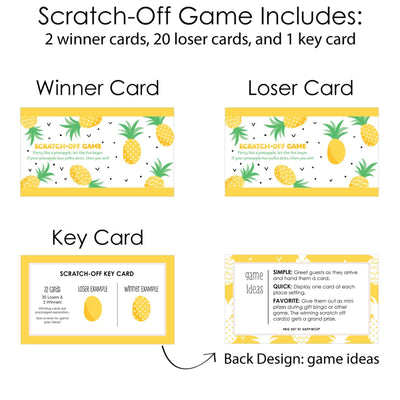 Tropical Pineapple - Summer Party Game Scratch Off Cards - 22 ct