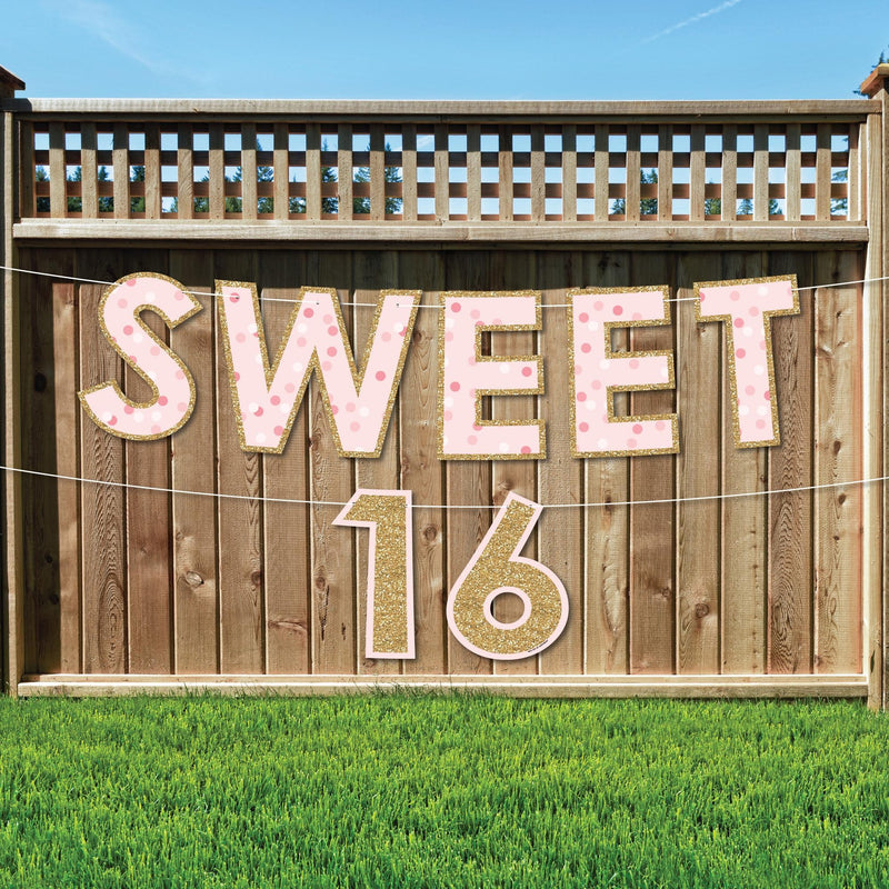 Sweet 16 - Large 16th Birthday Party Decorations - Sweet 16 - Outdoor Letter Banner