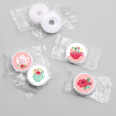 Floral Let's Par-Tea - Garden Tea Party Round Candy Sticker Favors - Labels Fit Hershey's Kisses (1 sheet of 108)