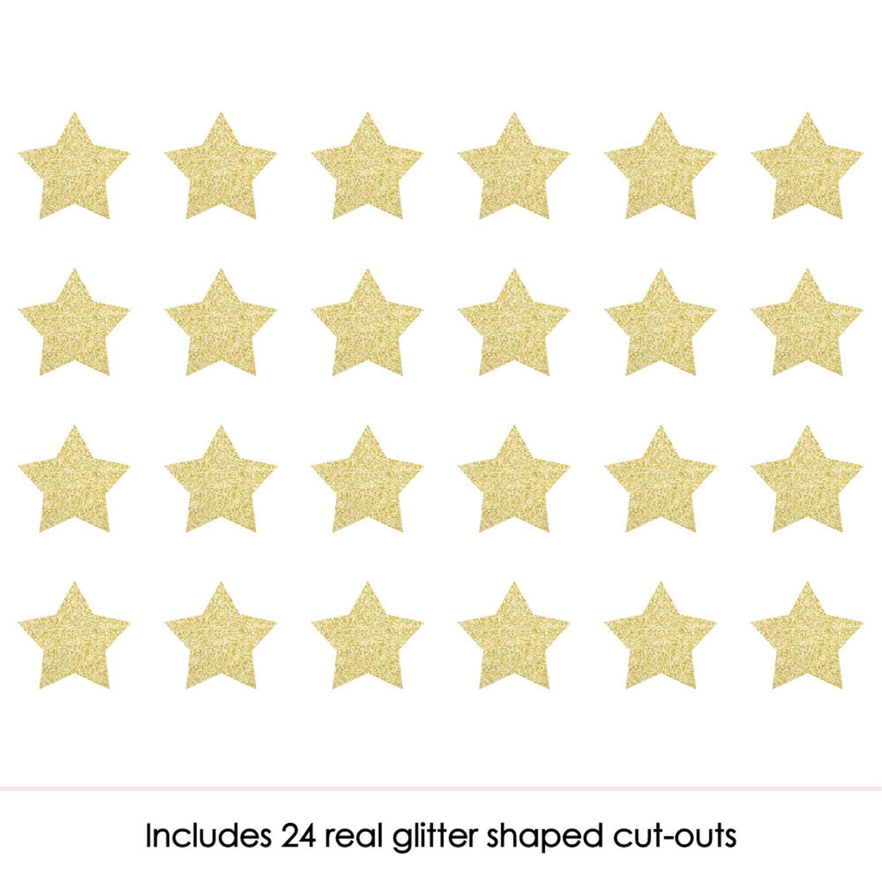 Gold Glitter Star - No-Mess Real Gold Glitter Cut-Outs - Party Confetti ...