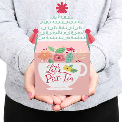 Floral Let's Par-Tea - Treat Box Party Favors - Garden Tea Party Goodie Gable Boxes - Set of 12