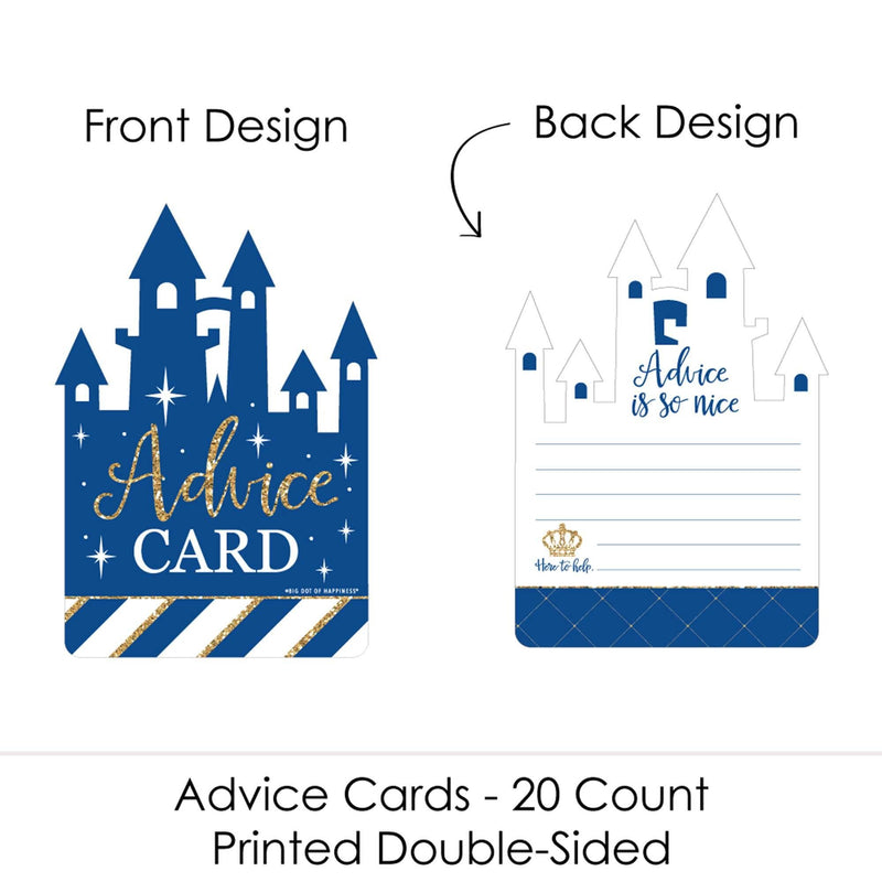 Royal Prince Charming - Castle Wish Card Baby Shower Activities - Shaped Advice Cards Game - Set of 20