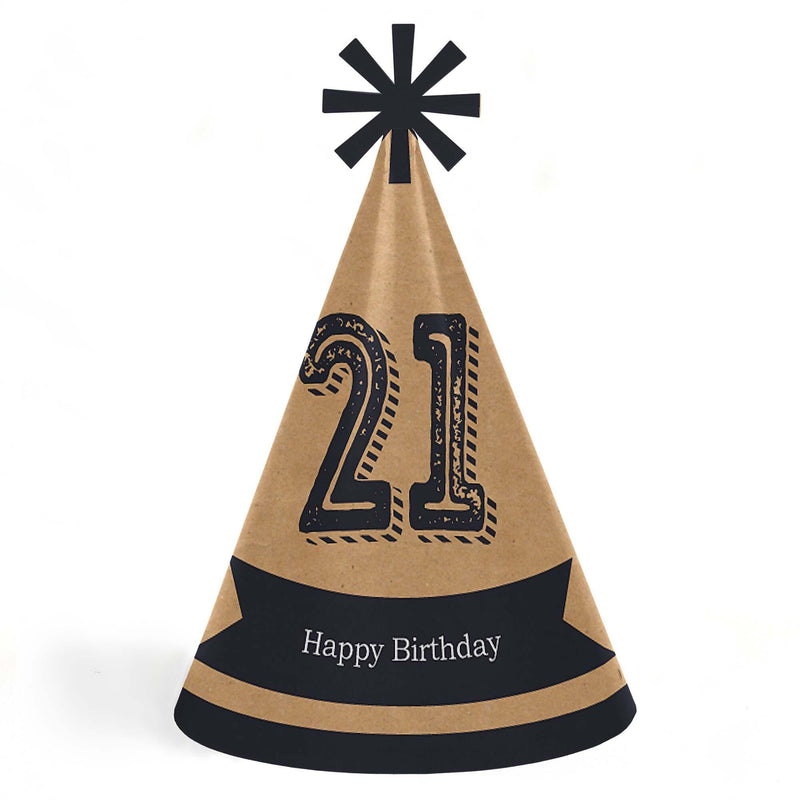 Finally 21 - 21st Birthday - Cone Happy Birthday Party Hats for Adults - Set of 8 (Standard Size)