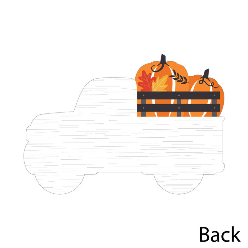 Happy Fall Truck - Shaped Thank You Cards - Harvest Pumpkin Party Thank You Note Cards with Envelopes - Set of 12