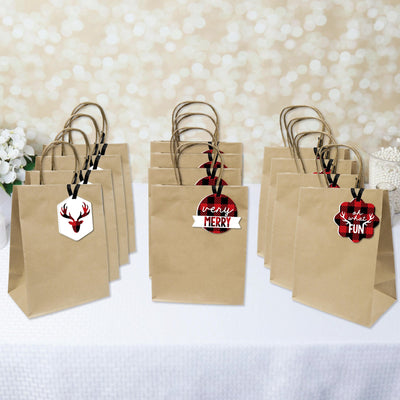 Prancing Plaid - Assorted Hanging Reindeer Holiday and Christmas Party Favor Tags - Gift Tag Toppers - Set of 12