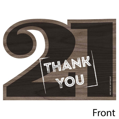 Finally 21 - Shaped Thank You Cards - 21st Birthday Party Thank You Note Cards with Envelopes - Set of 12