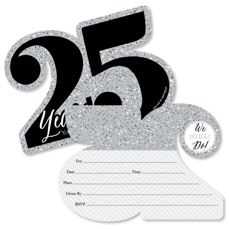 We Still Do - 25th Wedding Anniversary - Shaped Fill-In Invitations - Anniversary Party Invitation Cards with Envelopes - Set of 12