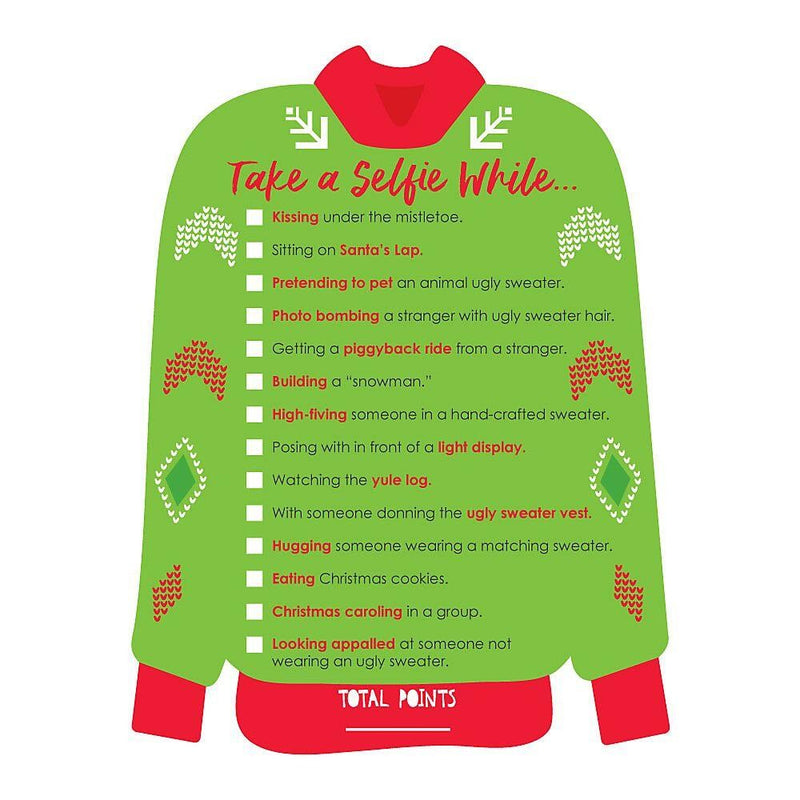 Wild and Ugly Sweater Party - Selfie Scavenger Hunt - Holiday and Christmas Animals Party Game - Set of 12