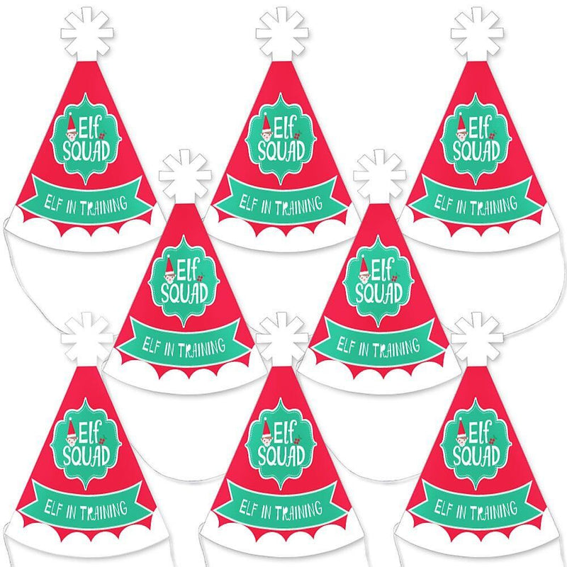 Elf Squad - Mini Cone Kids Elf Christmas and Birthday Party Hats - Small Little Party Hats - Set of 8