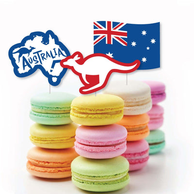 Australia Day - Dessert Cupcake Toppers - G'Day Mate Aussie Party Clear Treat Picks - Set of 24