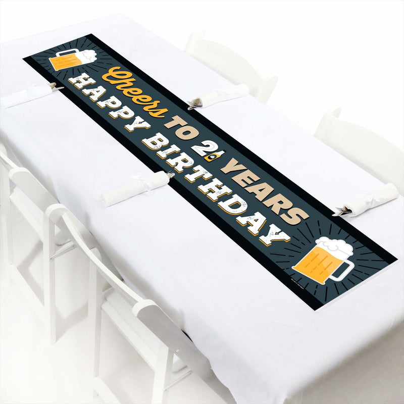 Cheers and Beers to 21 Years - Happy 21st Birthday Decorations Party Banner