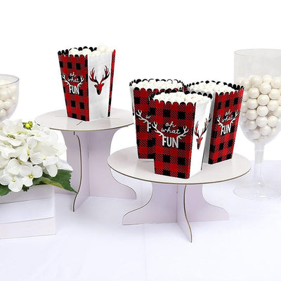 Prancing Plaid - Christmas and Holiday Buffalo Plaid Party Favor Popcorn Treat Boxes - Set of 12