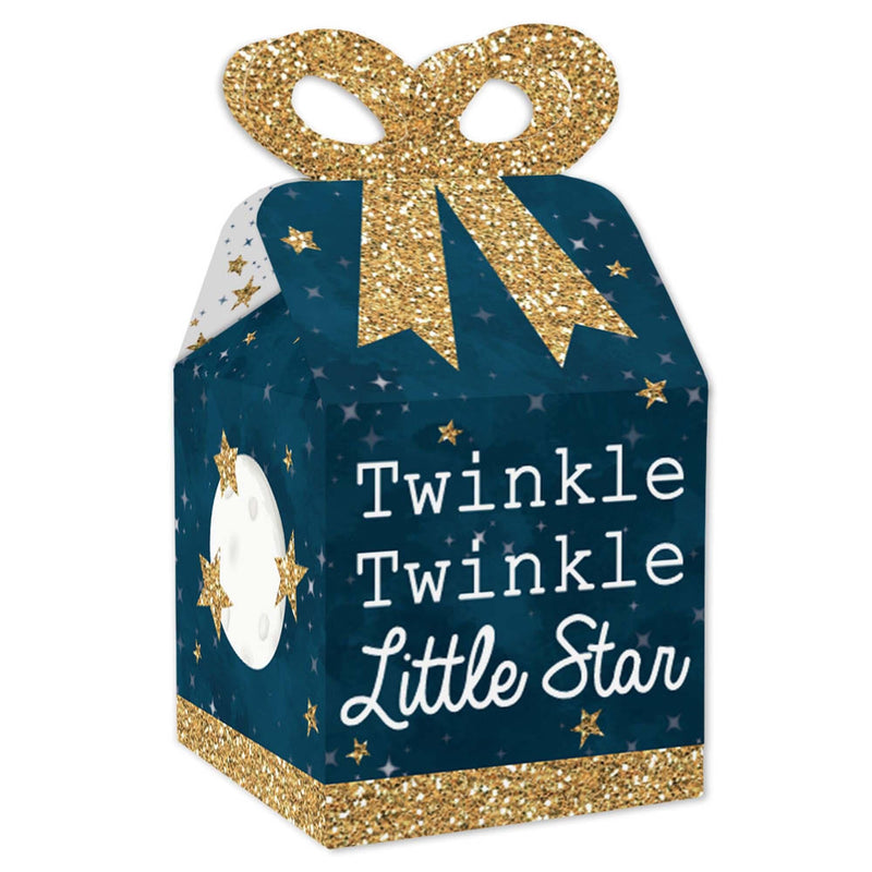 Twinkle Twinkle Little Star - Square Favor Gift Boxes - Baby Shower or Birthday Party Bow Boxes - Set of 12