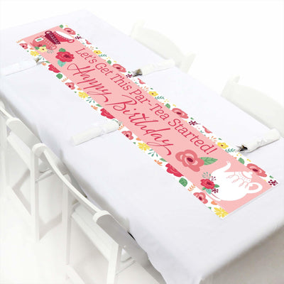 Floral Let's Par-Tea - Happy Birthday Garden Tea Party Decorations Party Banner