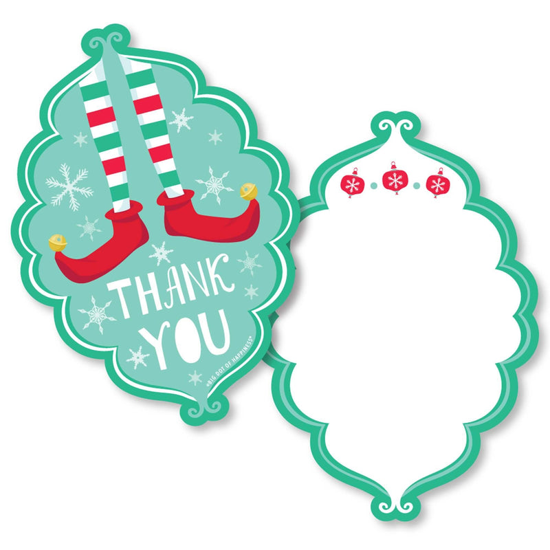 Elf Squad - Shaped Thank You Cards - Kids Elf Christmas and Birthday Party Thank You Note Cards with Envelopes - Set of 12