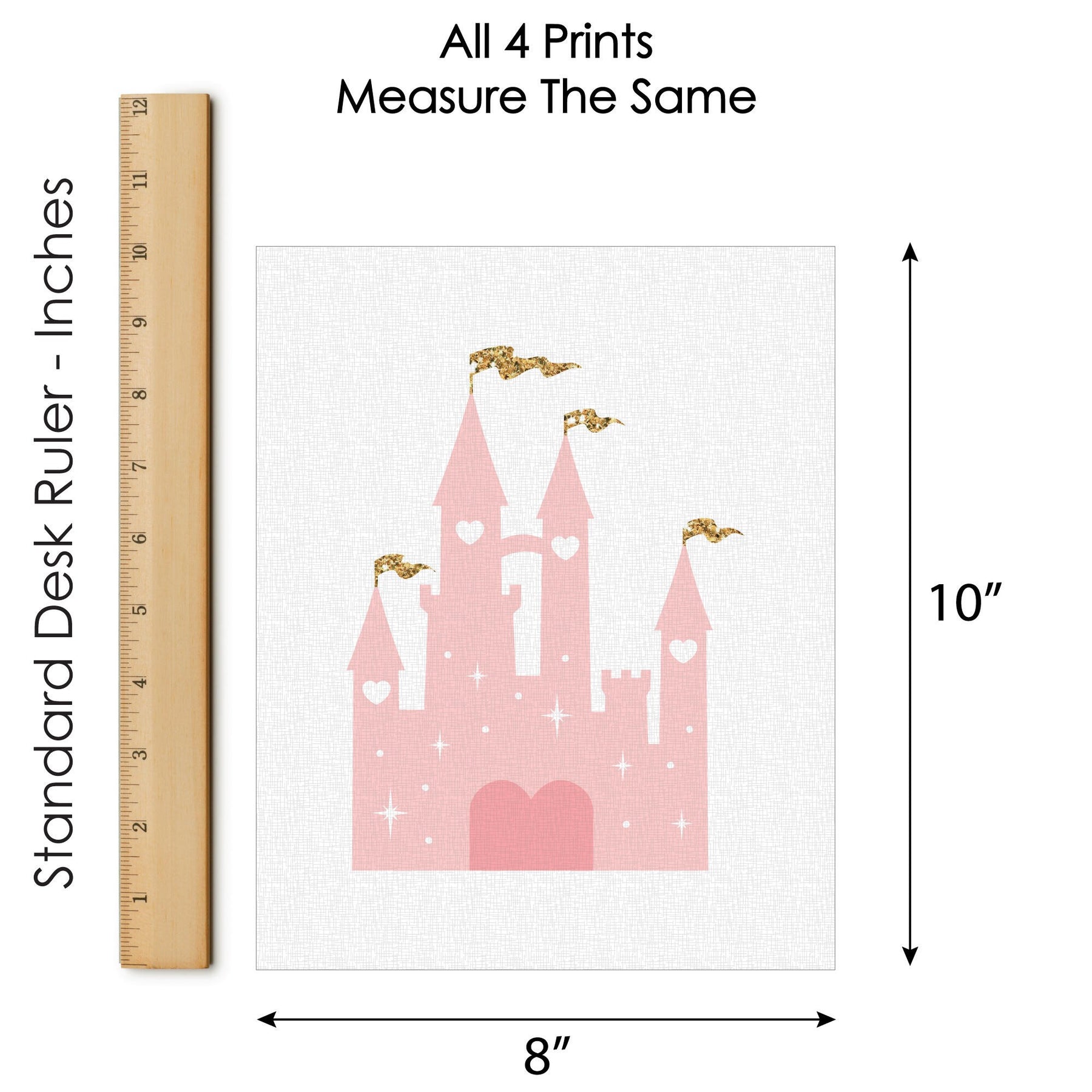 Big Dot Of Happiness Little Princess Crown - Unframed Pink & Gold Castle  Nursery And Kids Room Linen Paper Wall Art - Set Of 4 Artisms - 8 X 10  Inches : Target