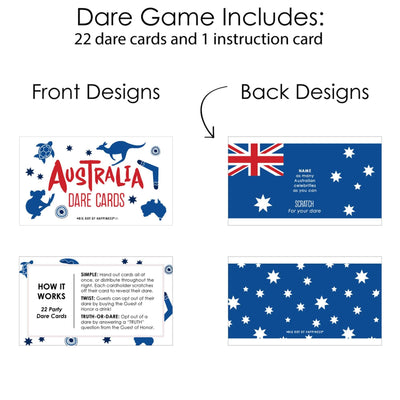 Australia Day - G'Day Mate Aussie Party Game Scratch Off Dare Cards - 22 Count