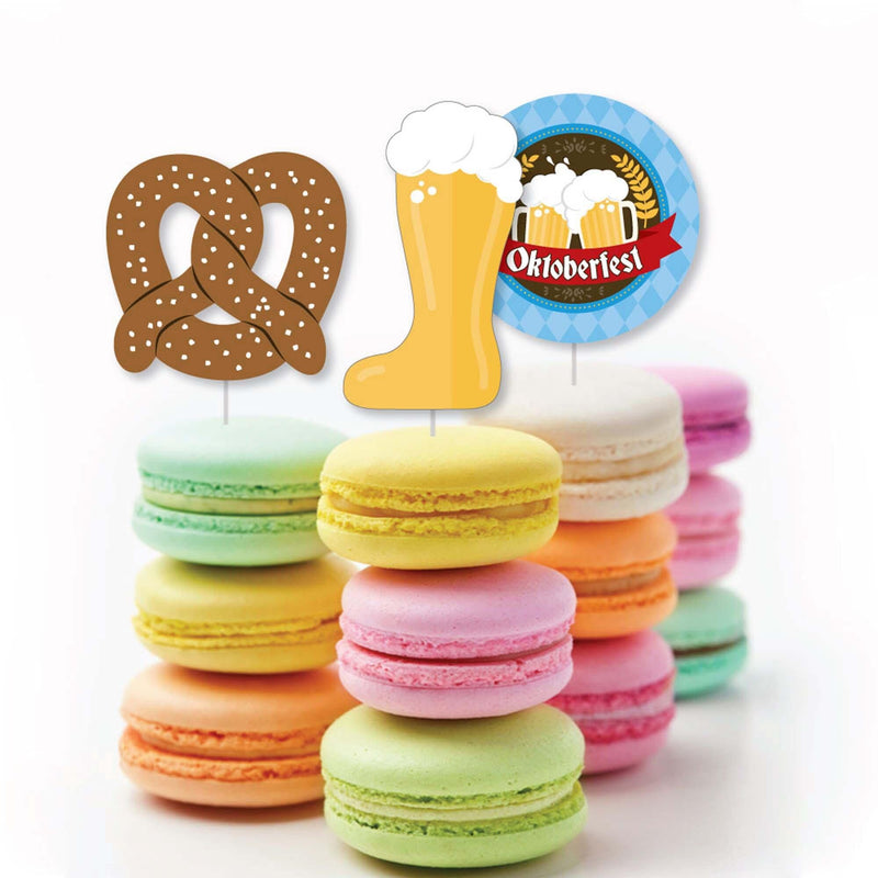 Oktoberfest - Dessert Cupcake Toppers - German Beer Festival Clear Treat Picks - Set of 24